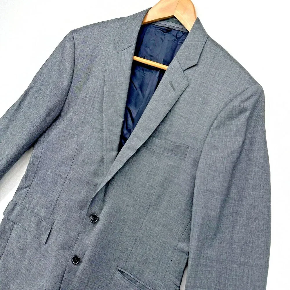 J Crew Ludlow Blazer Mens Size 40R Grey Wool Double Button Sport Jacket Coat